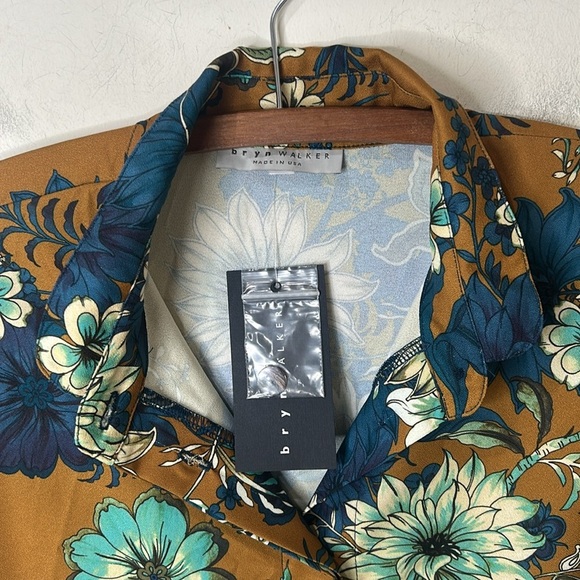 NWT Bryn Walker Bellagio Floral Print Alabama Shirt Tunic Ochre Teal Medium - Picture 5 of 16